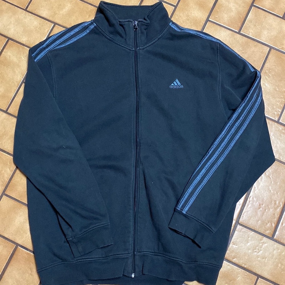 Adidas black track jacket, soft sweatshirt material , size XL